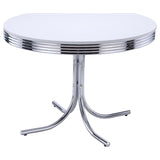 Retro Round 42-inch Wood Top Dining Table White and Chrome | Full | White | 2388