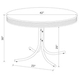 Retro Round 42-inch Wood Top Dining Table White and Chrome | Full | White | 2388