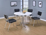 Retro Round 42-inch Wood Top Dining Table White and Chrome | Full | White | 2388