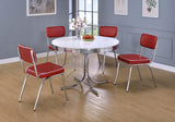 Retro Round 42-inch Wood Top Dining Table White and Chrome | Full | White | 2388