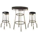 Retro 3-piece Round 1950s Bistro Pub Bar Table Set Black | Black | 2405-S3
