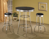 Retro 3-piece Round 1950s Bistro Pub Bar Table Set Black | Black | 2405-S3