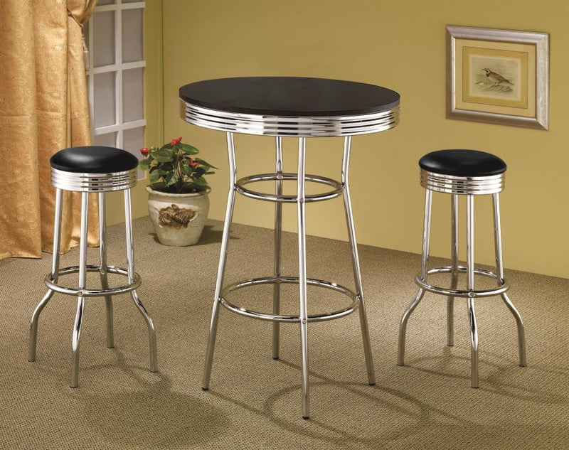 Retro 3-piece Round 1950s Bistro Pub Bar Table Set White