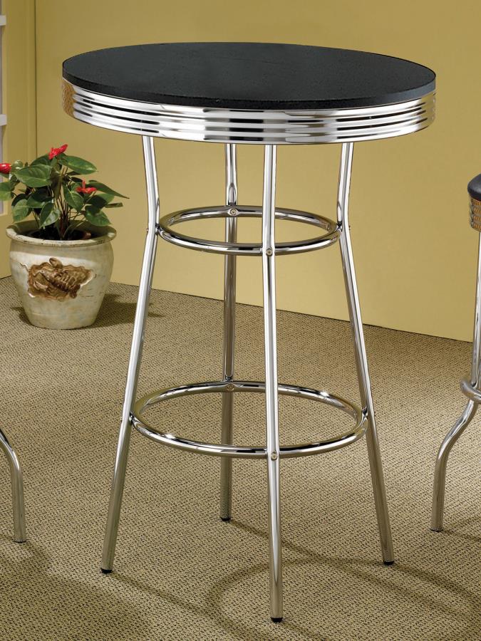 Retro Round 30-inch 1950's Bistro Pub Height Bar Table White