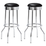 Retro Upholstered Metal Swivel Bar Stool Black (Set of 2) | Black | 2408