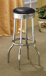 Retro Upholstered Metal Swivel Bar Stool Black (Set of 2) | Black | 2408