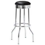 Retro Upholstered Metal Swivel Bar Stool Black (Set of 2) | Black | 2408