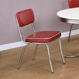 Retro Upholstered Dining Side Chair Red (Set of 2) | Red | 2450R