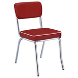 Retro Upholstered Dining Side Chair Red (Set of 2) | Red | 2450R