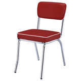 Retro Upholstered Dining Side Chair Red (Set of 2) | Red | 2450R