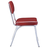 Retro Upholstered Dining Side Chair Red (Set of 2) | Red | 2450R