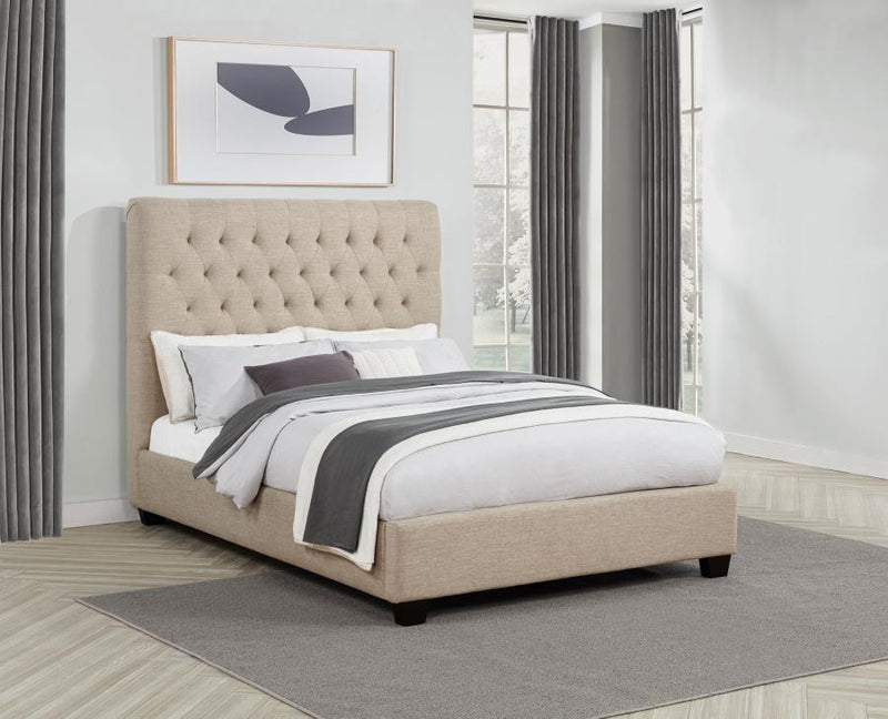 Chloe Upholstered Panel Bed Oatmeal