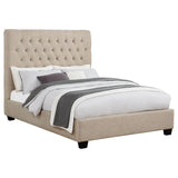 Chloe Upholstered Full Panel Bed Oatmeal | Full | Beige | Oatmeal | 300007F