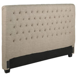 Chloe Upholstered Eastern King Panel Headboard Oatmeal | Beige | Oatmeal | 300007KEB1