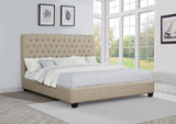 Chloe Upholstered Panel Bed Oatmeal