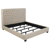 Chloe Upholstered Eastern King Panel Bed Oatmeal | Beige | Oatmeal | 300007KE