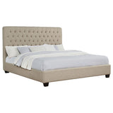 Chloe Upholstered Eastern King Panel Bed Oatmeal | Beige | Oatmeal | 300007KE