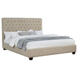 Chloe Upholstered California King Panel Bed Oatmeal | Beige | Oatmeal | 300007KW
