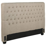Chloe Upholstered Queen Panel Headboard Oatmeal | Beige | Oatmeal | 300007QB1