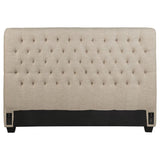 Chloe Upholstered Queen Panel Headboard Oatmeal | Beige | Oatmeal | 300007QB1