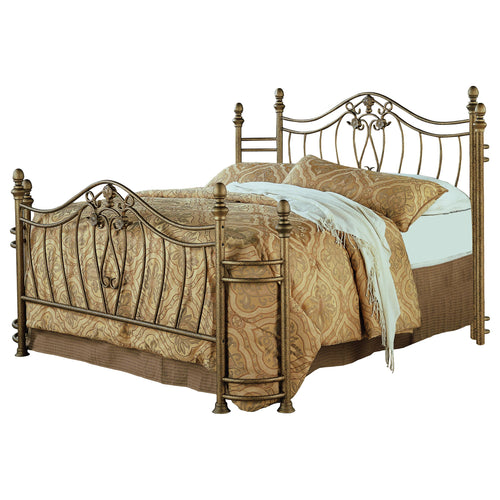 Kian Metal Queen Open Frame Bed Brushed Gold