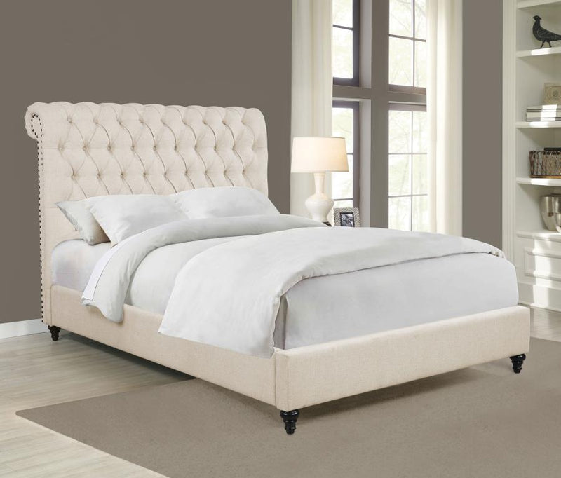 Devon 57-inch Upholstered Panel Bed Beige