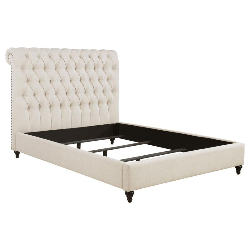 Devon 57-inch Upholstered Panel Bed Beige