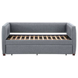 Reed Upholstered Twin Daybed with Trundle Grey