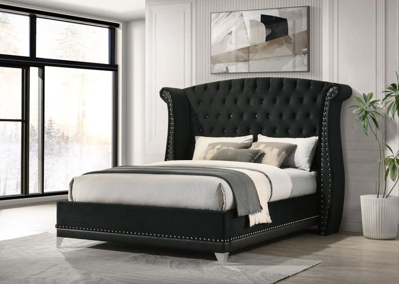 Barzini Upholstered Wingback Bed Black
