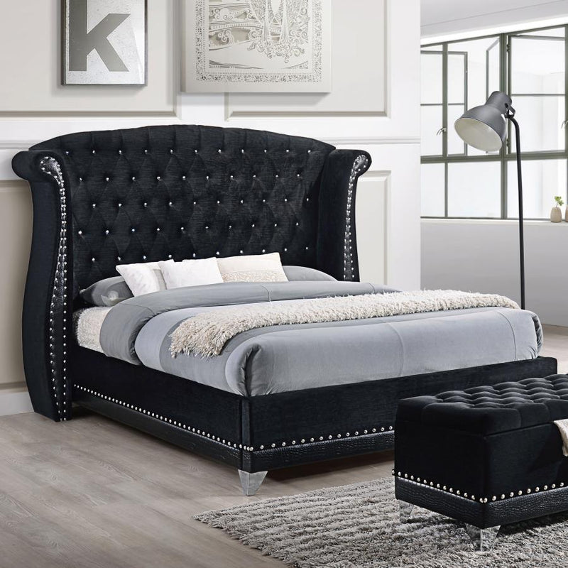 Barzini Upholstered Wingback Bed Black