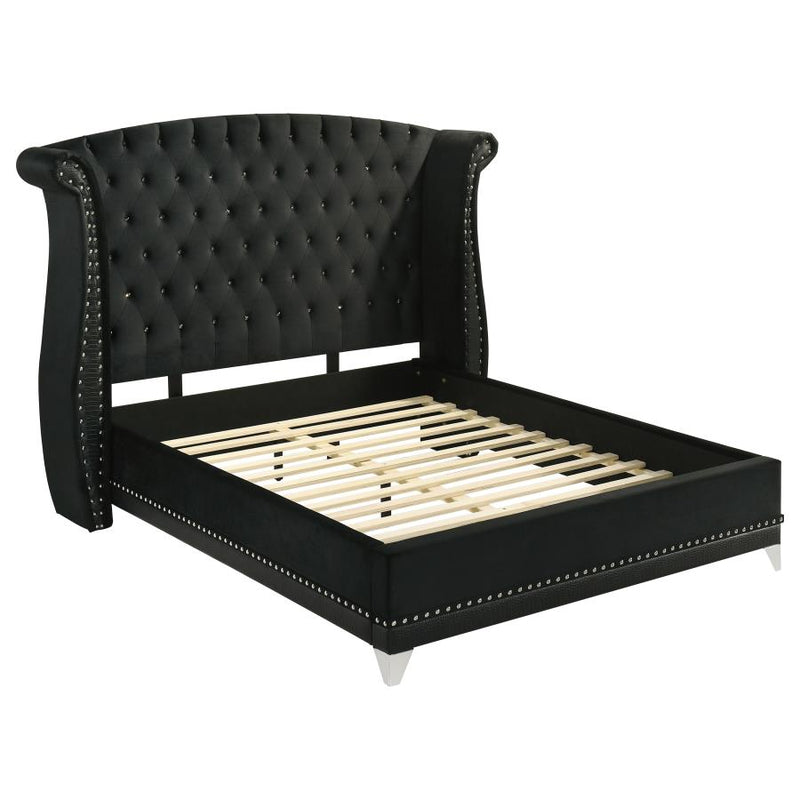 Barzini Upholstered Wingback Bed Black