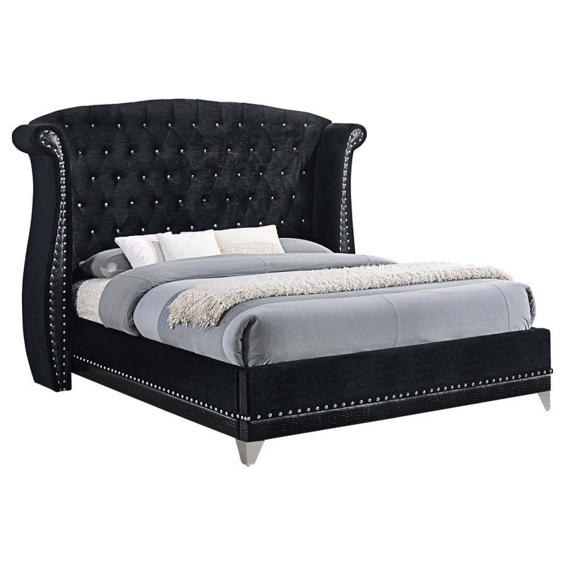Barzini Upholstered Wingback Bed Black