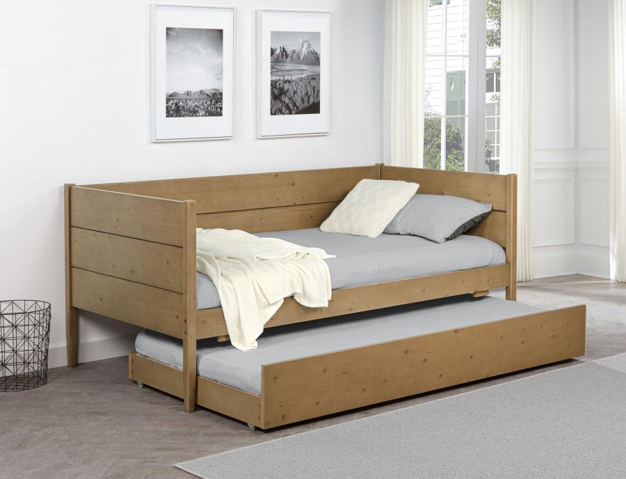 Calinda Wood Twin Daybed With Trundle Natural | Twin | Beige | Natural | 300685