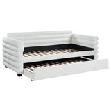 Patricia Boucle Upholstered Twin Day Bed with Trundle White | Twin | White | 300716