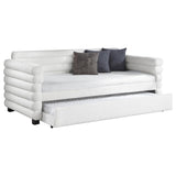 Patricia Boucle Upholstered Twin Day Bed with Trundle White | Twin | White | 300716