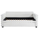 Patricia Boucle Upholstered Twin Day Bed with Trundle White | Twin | White | 300716
