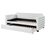 Patricia Boucle Upholstered Twin Day Bed with Trundle White | Twin | White | 300716