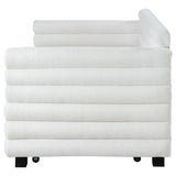 Patricia Boucle Upholstered Twin Day Bed with Trundle White | Twin | White | 300716