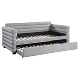 Patricia Boucle Upholstered Twin Day Bed with Trundle Grey | Twin | Grey | 300718