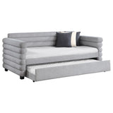 Patricia Boucle Upholstered Twin Day Bed with Trundle Grey | Twin | Grey | 300718