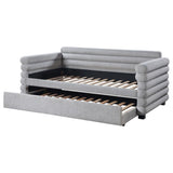 Patricia Boucle Upholstered Twin Day Bed with Trundle Grey | Twin | Grey | 300718