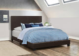 Dorian Faux Leather Upholstered Eastern King Panel Bed Brown | Brown | 300762KE