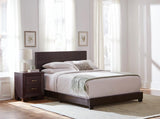 Dorian Faux Leather Upholstered Eastern King Panel Bed Brown | Brown | 300762KE