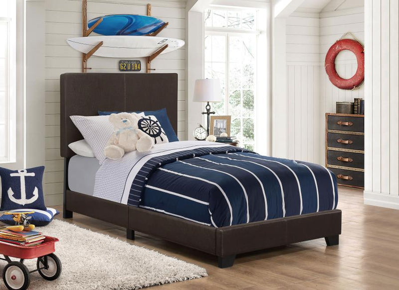 Dorian Faux Leather Upholstered Panel Bed Brown