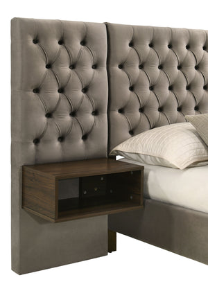 Dalton Upholstered Queen Wall Panel Bed Light Brown