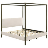 Monroe Upholstered Eastern King Canopy Bed Vanilla | Ivory | Vanilla | 300834KE