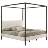 Monroe Upholstered Eastern King Canopy Bed Vanilla | Ivory | Vanilla | 300834KE
