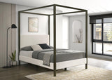 Monroe Upholstered Queen Canopy Bed Vanilla | Queen | Ivory | Vanilla | 300834Q