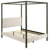 Monroe Upholstered Queen Canopy Bed Vanilla | Queen | Ivory | Vanilla | 300834Q