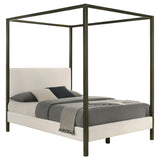 Monroe Upholstered Queen Canopy Bed Vanilla | Queen | Ivory | Vanilla | 300834Q